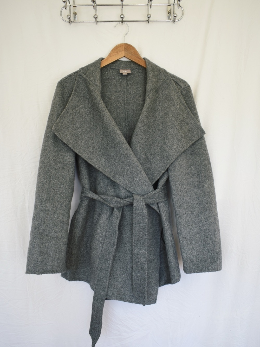 J. Jill Gray Shawl Collar Trench Coat with Tie Belt